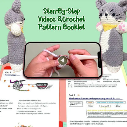 Crochet Kit For Kids Cute Cat Crochet Material Set For Beginners With Steps