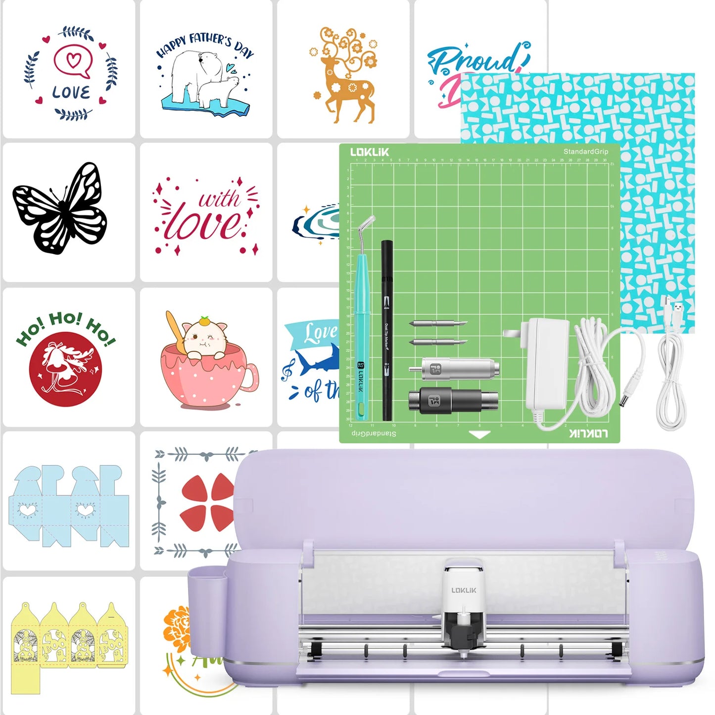 LOKLiK 5 in 1 Vinyl Cutting Machine Smart Cutting Machine Compatible with iOS Android Windows Mac Cuts 100+ Materials