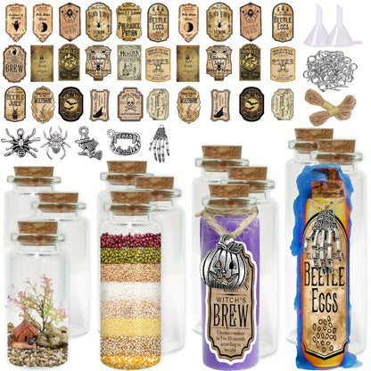 164 pcs Halloween Potion Bottles with Cork, Indoor Witchcraft Supplies Apothecary Bottles