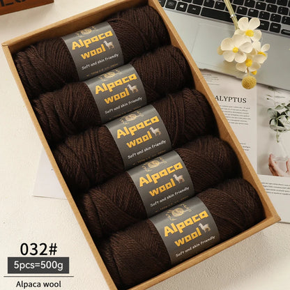 Alpaca Wool Yarn 500g DIY Knitting Kit 245 Stick Needle Thick Warm Yarn