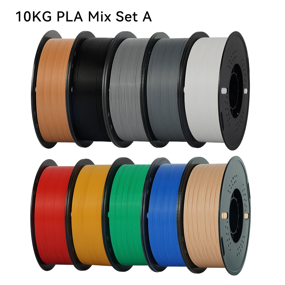 KINGROON 22LBS PETG or PLA filament 3D Printer Filament 10 Rolls 1KG 1.75MM Eco-Friendly Good Toughness Mix Color