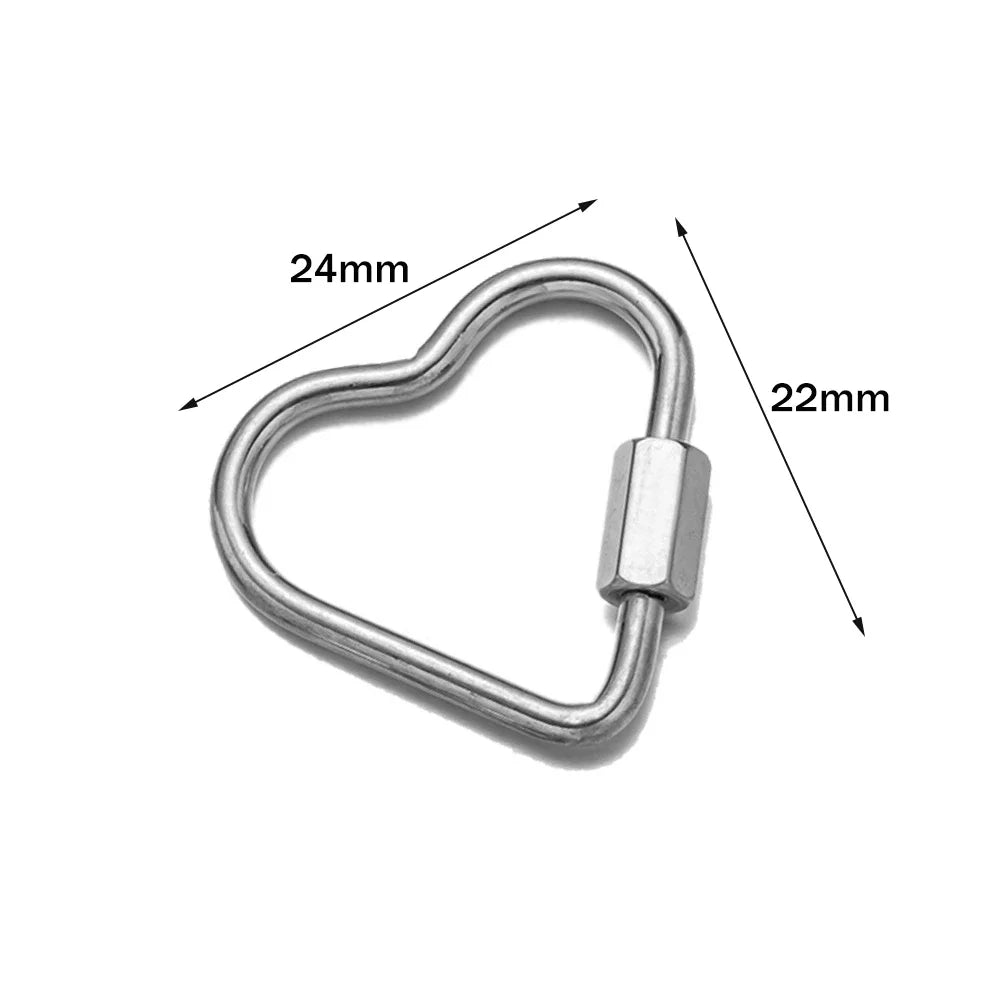 5pcs Stainless Steel Oval Star Buckle Carabiner Screw Lock Clasps For DIY Key ring Keychain Jewelry Making Supplies Accessories