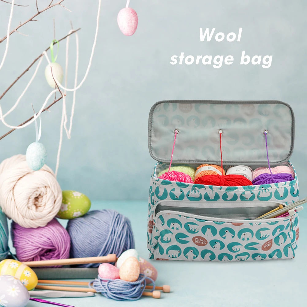 Wool Crochet Hooks Bags Oxford Cloth Knitting Thread Yarn Printing Storage Tote