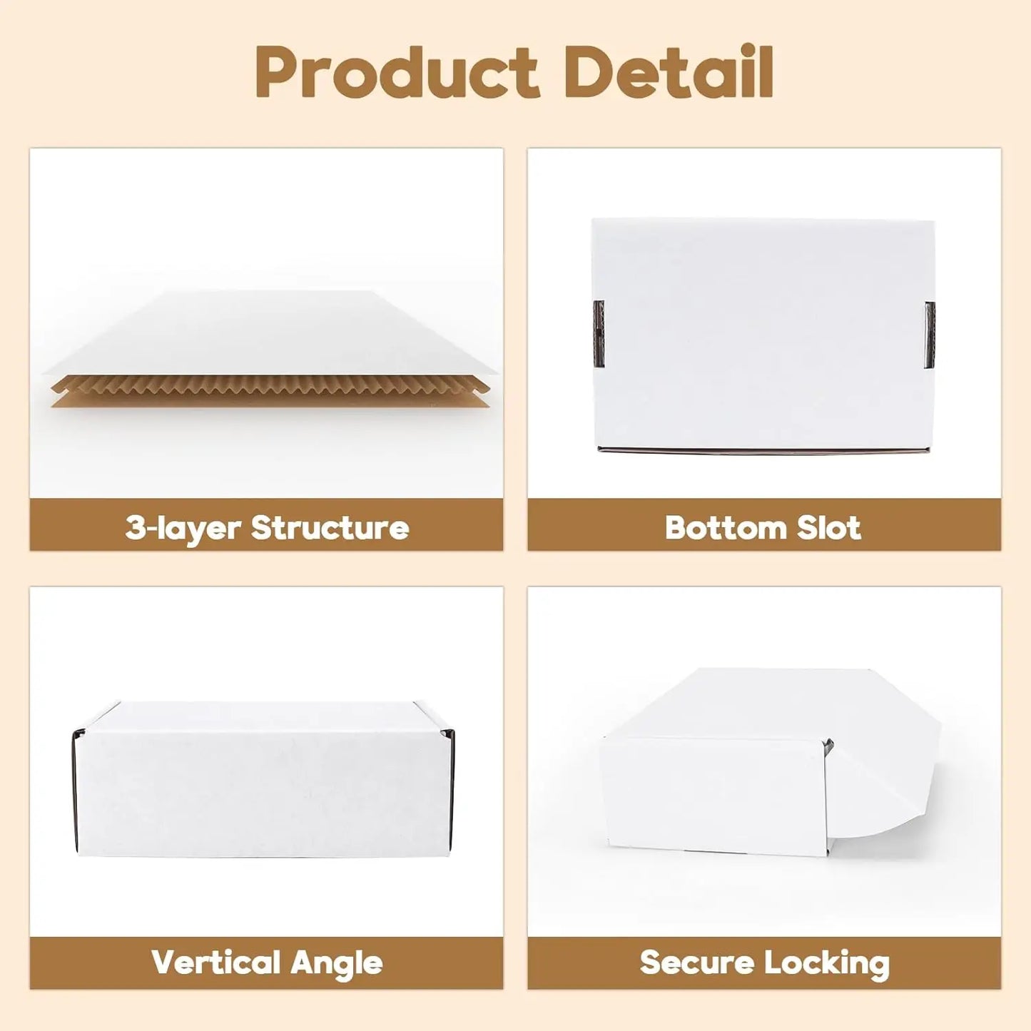 50pcs Corrugated Paper Gift Boxes, 6x4x2 Inch Sturdy Cardboard Packaging, White Small Shipping Boxes