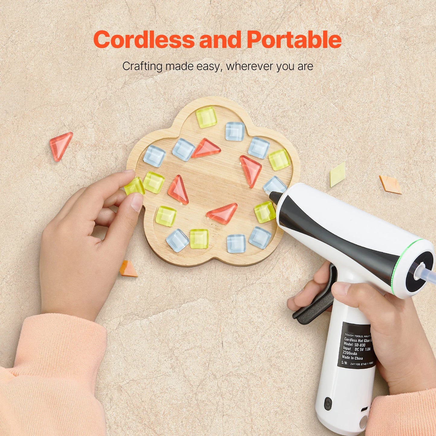 Hot Glue Gun, Rechargeable Cordless, Mini Wireless Kit With 2200mAh Battery, 20 Pcs Glue Sticks
