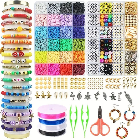 2 Box 24 Rainbow Color Clay Beads Bracelet Making Kit for Jewelry Making Letter Beads