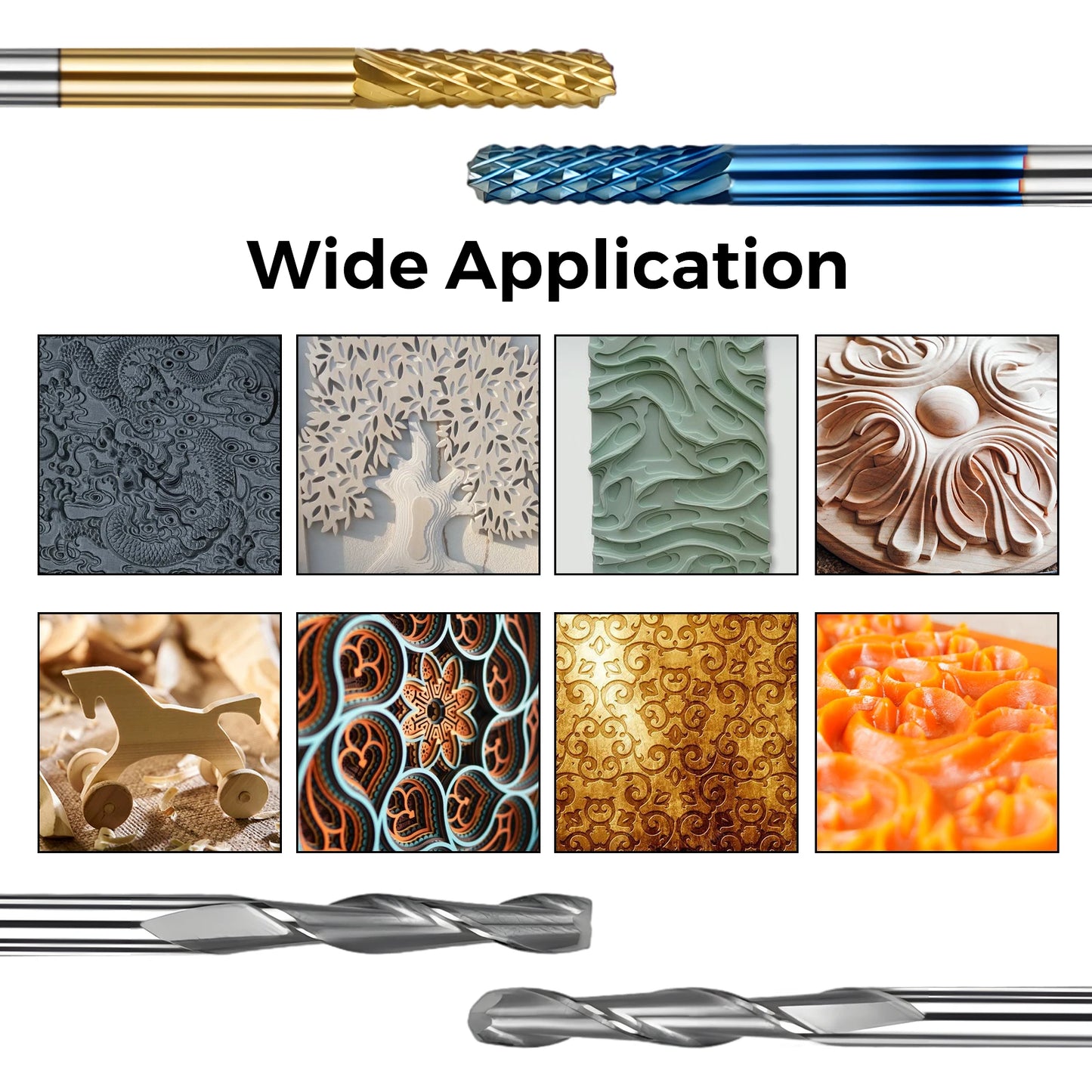 Milling Cutter 40pcs 3.175mm Shank Ball Nose End Mill 2 Flute Flat CNC Router Bits PCB Milling Cutter for CNC