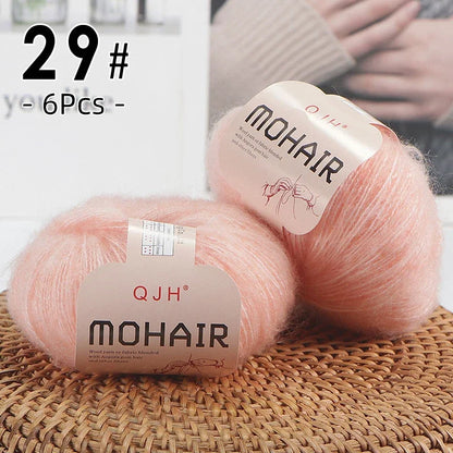 6pcs Soft Mohair Yarn Knitting Angora Yarn for DIY Knitting, Fluffy Lace for Sweater, Scarf, Shawl,25g/pcs