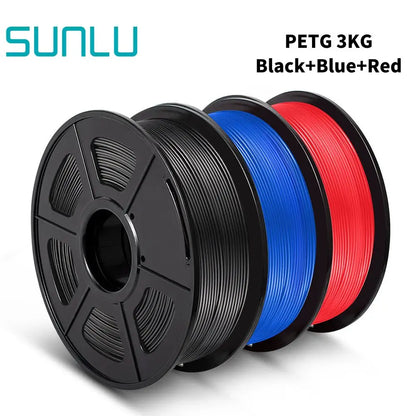 SUNLU PETG 3D Filament 1KG 3 Rolls 1.75mm +/-0.02MM 3D Printing Neatly Wound Vacuum Packing