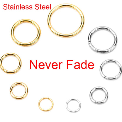 100pcs PVD Stainless Steel Open Jump Rings Lot 3 4 5 6 7 8 10 mm Split Rings Connectors For Bracelet Necklace