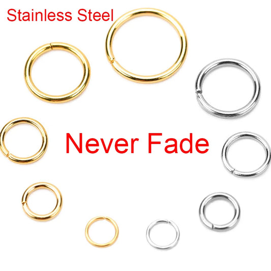 100pcs PVD Stainless Steel Open Jump Rings Lot 3 4 5 6 7 8 10 mm Split Rings Connectors For Bracelet Necklace