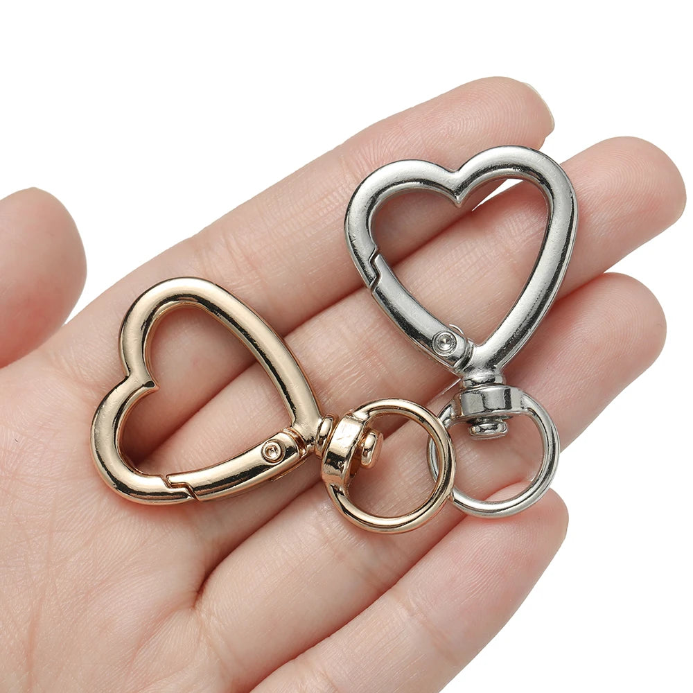 5Pcs Heart Shape Rotation Alloy Lobster Spring Clasps Openable Key Ring Hook Carabiner Connector Dog Chain Buckles DIY Jewelry