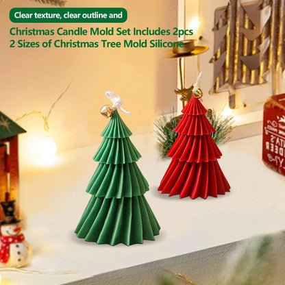 Pack of 2 Christmas Tree Silicone Candle Moulds