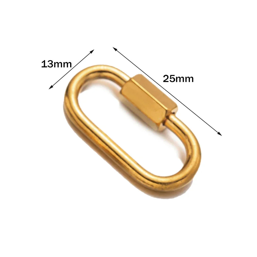 5pcs Stainless Steel Oval Star Buckle Carabiner Screw Lock Clasps For DIY Key ring Keychain Jewelry Making Supplies Accessories