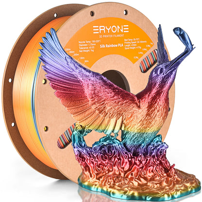 Eryone Silk Rainbow PLA 1KG Filament 1.75mm ±0.03mm Excellent Quality For 3D Printer Sunset Vibrant Palette Rainbow Materials