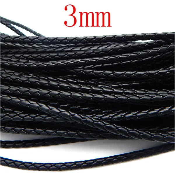 5m 3/4/6mm Braided Leather Cord Rope Strip Thread for DIY Pendant Neck Weaving Bracelet