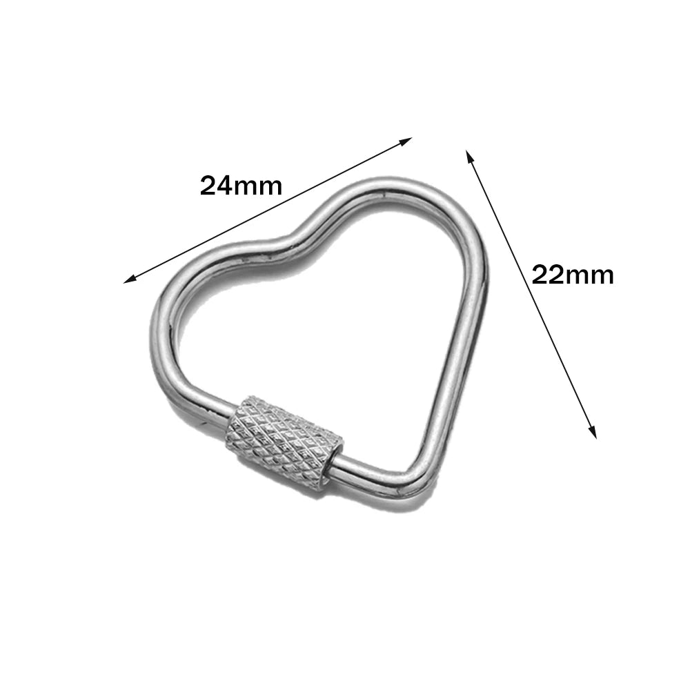 5pcs Stainless Steel Oval Star Buckle Carabiner Screw Lock Clasps For DIY Key ring Keychain Jewelry Making Supplies Accessories