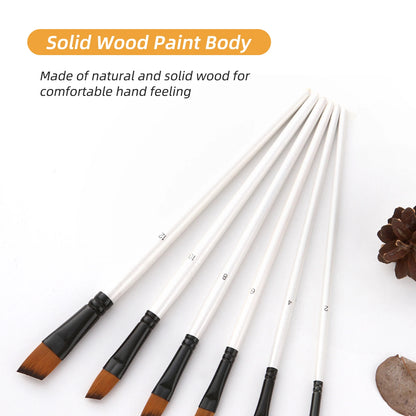 24pcs Draw Paint Brushes Set Kit Round with Nylon Hair