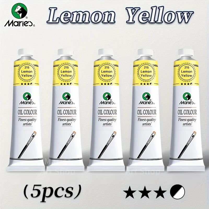 5pcs Marie's Oil Paints Set, 50ml (1.7fl. oz) x 5, Vibrant Colors