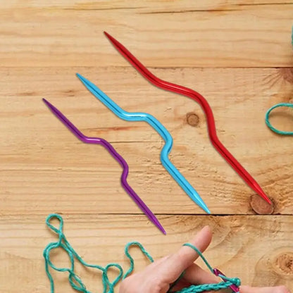 Bent Metal Knitting Needles 3PCS Colorful
