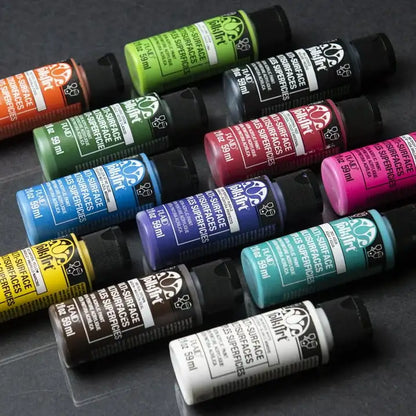 FolkArt Multi-Surface Satin Acrylic Craft Paint Set, 12 Colors, 2oz