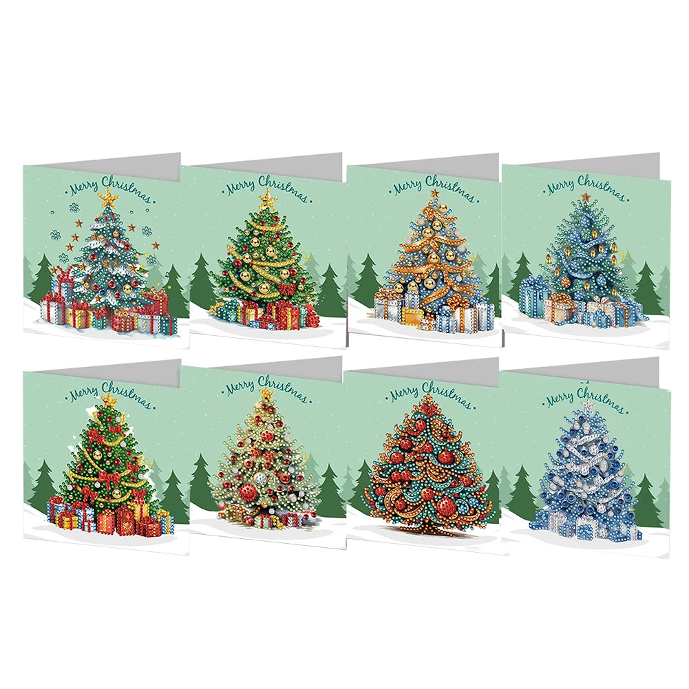 4/6/8/12PCS Diamond Painting Greeting Cards DIY 5D Christmas Collections Festival Cards
