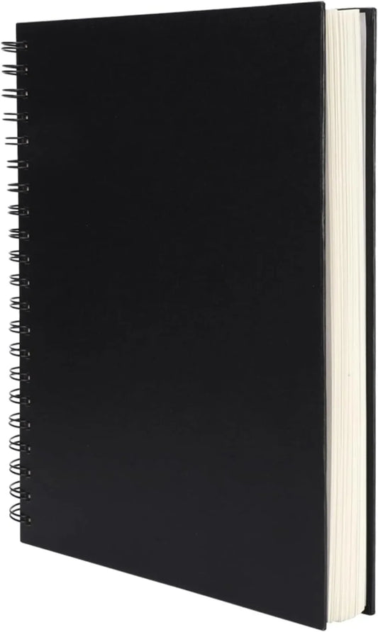 8.5x11 inch hardcover spiral bound sketchbook, 80 sheets of 90gsm inner paper, acid-free