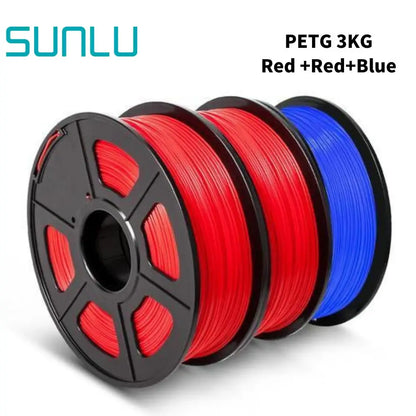 SUNLU PETG 3D Filament 1KG 3 Rolls 1.75mm +/-0.02MM 3D Printing Neatly Wound Vacuum Packing