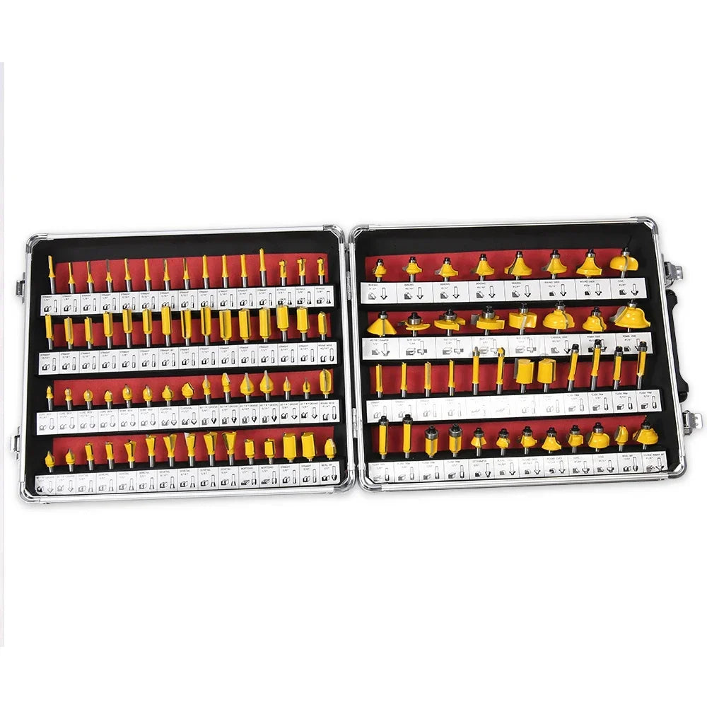 Allsome 100pcs 1/4” Router Bits, Carbide Wood Milling Cutter