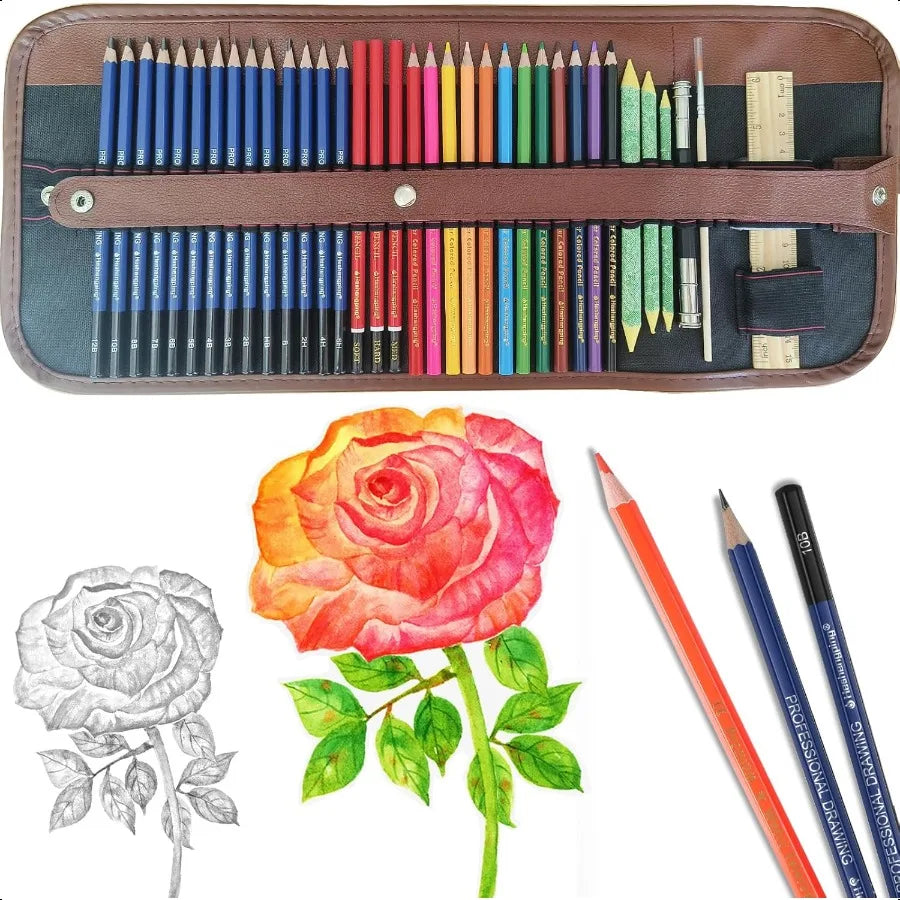 Drawing Pencils Sketching Kit Graphite Charcoal Colored Pencils