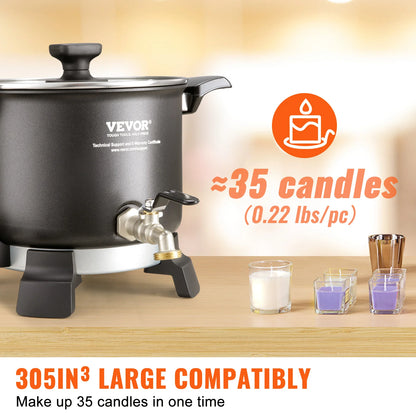 SucceBuy Wax Melter 5 Liter Large Electric Melting Pot Easy Pour Spout 4-level Temperature Control Easy Clean