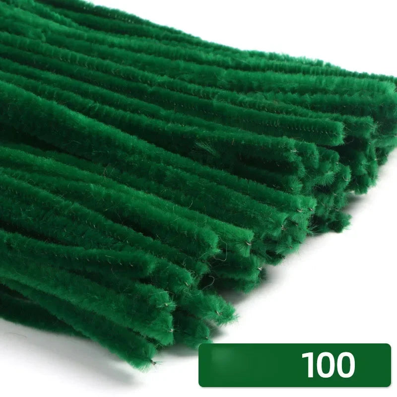 100pcs 30cm Chenille Stems Stick Cleaners Handmade Colorful Pipe