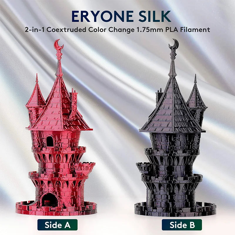 ERYONE PLA Silk Dual Color Premium Filament 3D Print, Diameter:1.75mm, Tolerance:+/-0.03mm,1KG/Spool