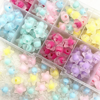 30pcs 12mm Matte Acrylic Five-pointed Star Loose Spacer Beads for Jewelry Making