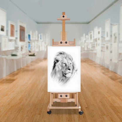 Sketch Easel Flat Standing Dual-Purpose, Large Heavy-Duty Studio Artist Easel H-Frame Wood
