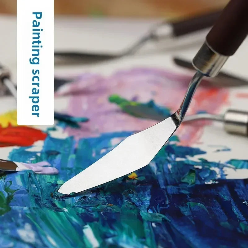 7PCS/Set Oil Painting Scraper Set Wood Handle Palette Knife Art Gouache