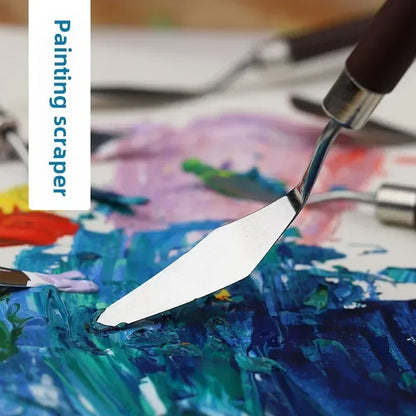 7PCS/Set Oil Painting Scraper Set Wood Handle Palette Knife Art Gouache