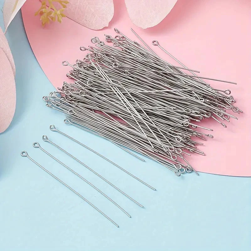 200PCS 35mm Mini Metal Wire Eyepins Beading Small Open Eye Head Pins Needles Bulk for DIY Craft Earrings Jewelry Accessories