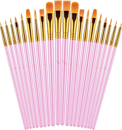 20 oil watercolor acrylic paint brushes, blue
