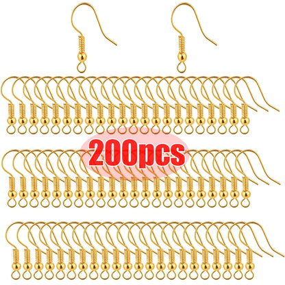 100/200pcs DIY Earring Findings Clasps Hooks Stainless Steel Hypoallergenic Earring Making Accessories Hook Earwire