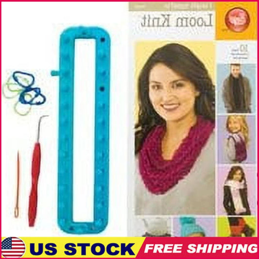 Loom Knitting Starter Kit Includes 26-Peg Loom Instructional Booklet Yarn Needle Loom Tool Carabiner Stitch Markers