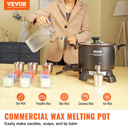 SucceBuy Wax Melter 5 Liter Large Electric Melting Pot Easy Pour Spout 4-level Temperature Control Easy Clean