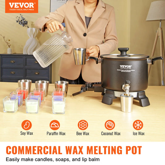 SucceBuy Wax Melter 5 Liter Large Electric Melting Pot Easy Pour Spout 4-level Temperature Control Easy Clean