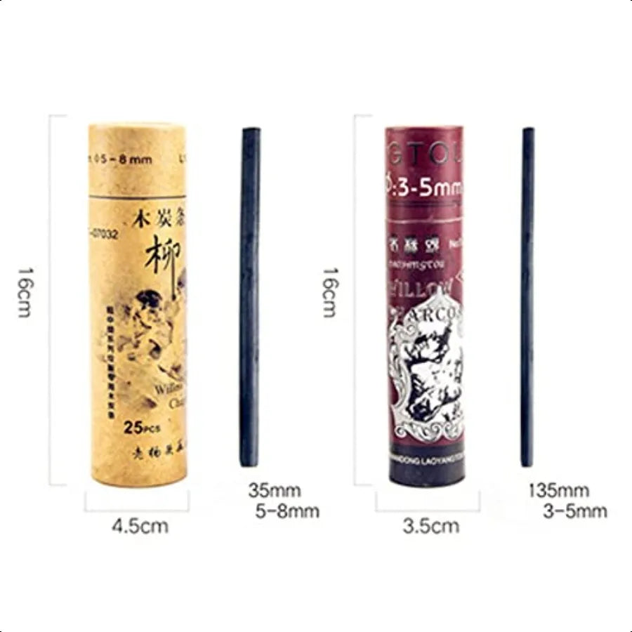 50 Pcs Willow Charcoal Soft Black for Drawing Sketching and Fine Art Pencils for Drawing