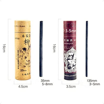 50 Pcs Willow Charcoal Soft Black for Drawing Sketching and Fine Art Pencils for Drawing