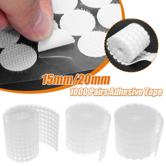 1000Pairs 15/20mm Self Adhesive Round Coin Fastener Hook Tape