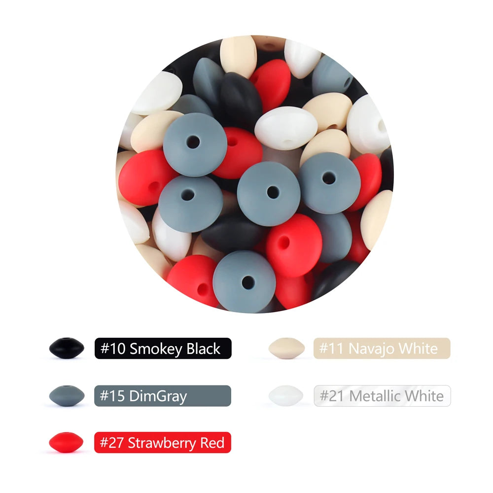 50/100pcs Silicone Lentil Beads 12mm Abacus Loose Focal Beads For Jewelry Making