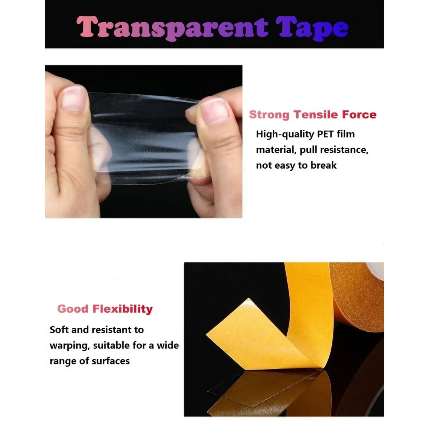 Ultra-thin double-sided tape 1 inch x 66 feet clear