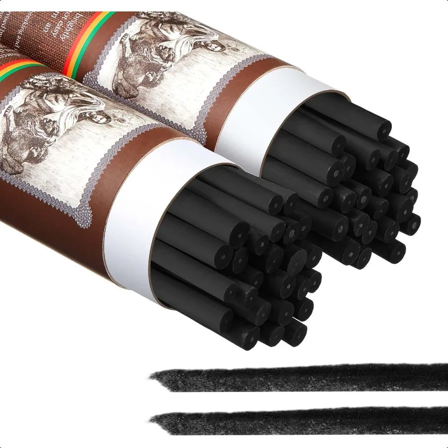 Gueevin 50 Pcs Willow Charcoal Sticks Perfect for Sketching Drawing Shading and Fine
