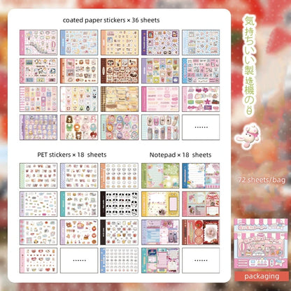 Mr. Paper 1Style 72Pcs/bag Good Mood Maker Cut Film Sticker Book DIY Handbook Scrapbook